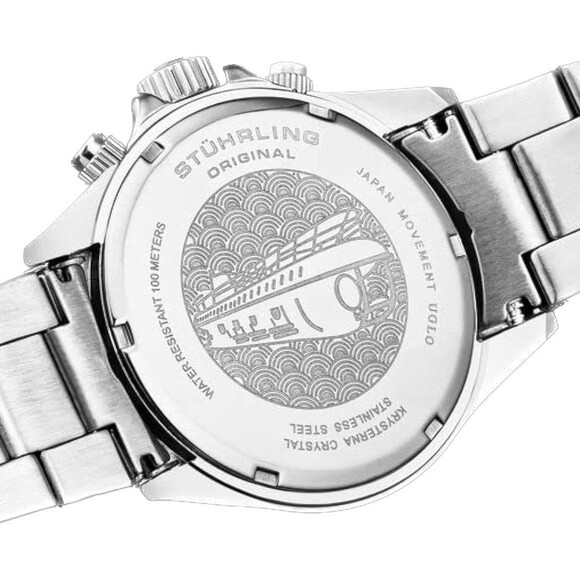 Stuhrling 3960 2 Quartz Chronograph Date Stainless Steel Bracelet Mens Watch - Picture 12 of 12
